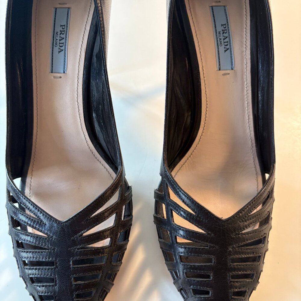 Prada leather cut-out stiletto heels